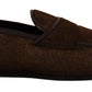 Dolce & Gabbana Shoes Dress Loafers Brown Leather Slip Shoes