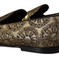 Dolce & Gabbana Gold Jacquard Flats Mens Loafers Shoes