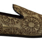 Dolce & Gabbana Gold Jacquard Flats Mens Loafers Shoes