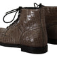 Dolce & Gabbana Gray Crocodile Leather Derby Boots