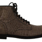 Dolce & Gabbana Gray Crocodile Leather Derby Boots