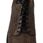 Dolce & Gabbana Gray Crocodile Leather Derby Boots