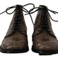 Dolce & Gabbana Gray Crocodile Leather Derby Boots