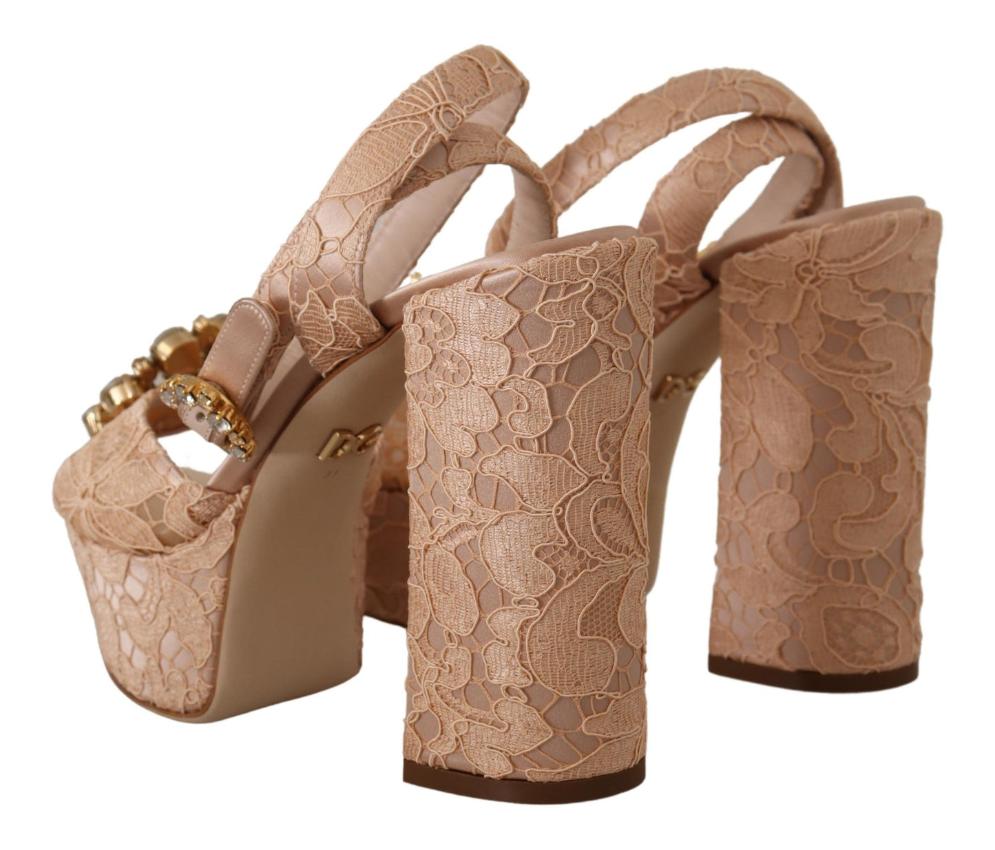 Dolce & Gabbana Pink Lace Taormina Platform Sandals Shoes