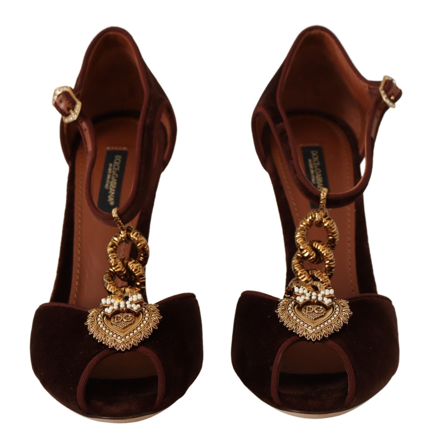 Dolce & Gabbana Brown Coppar Devotion Heart Sandals Shoes