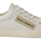 Dolce & Gabbana White Gold Leather Low Top Sneakers