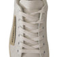 Dolce & Gabbana White Gold Leather Low Top Sneakers