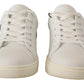 Dolce & Gabbana White Gold Leather Low Top Sneakers