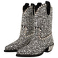 Dolce & Gabbana Black Suede Strass Crystal Cowgirl Boots