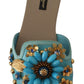 Dolce & Gabbana Blue Crystal Exotic Leather Sandals