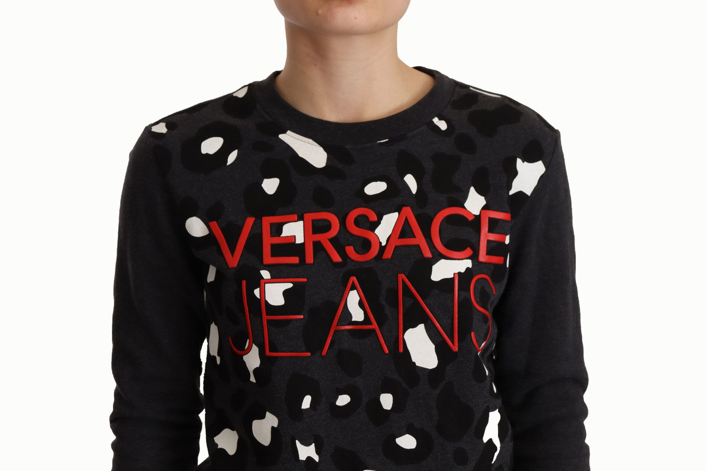 Versace Jeans Black Leopard Logo Sweater