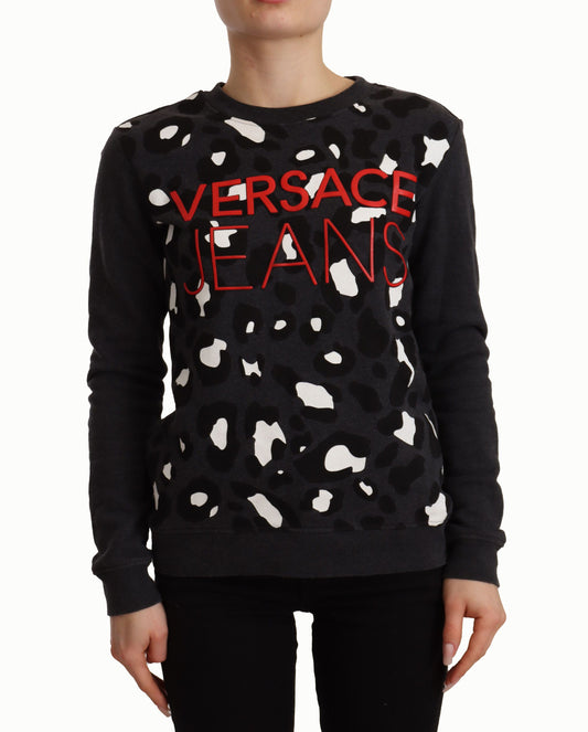 Versace Jeans Black Leopard Logo Sweater