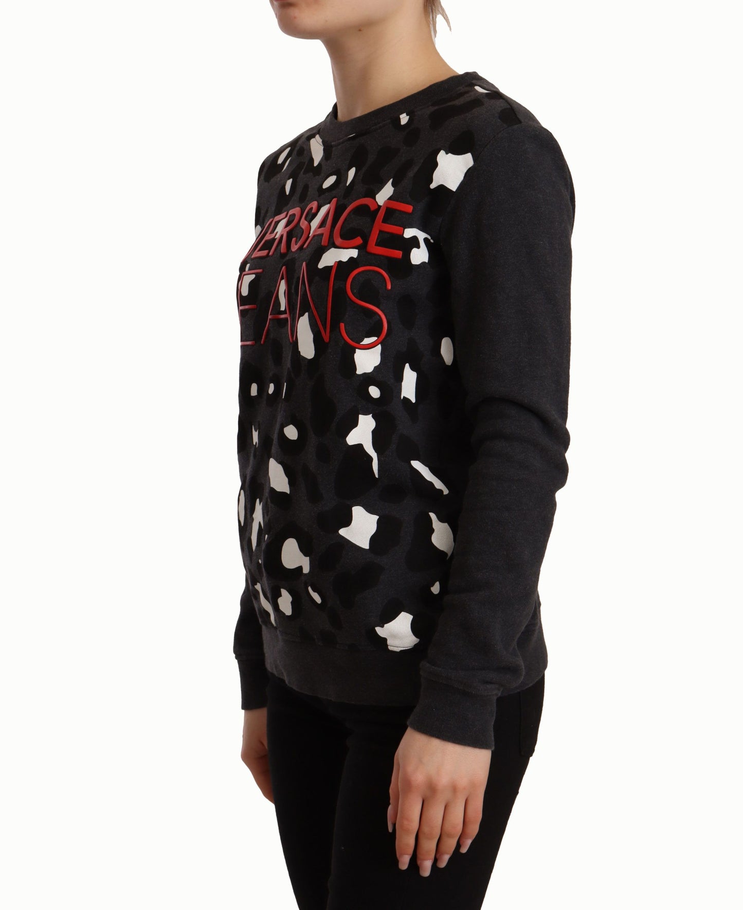 Versace Jeans Black Leopard Logo Sweater