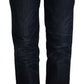 Ermanno Scervino Dark Blue Mid Waist Cotton Denim Straight Jeans