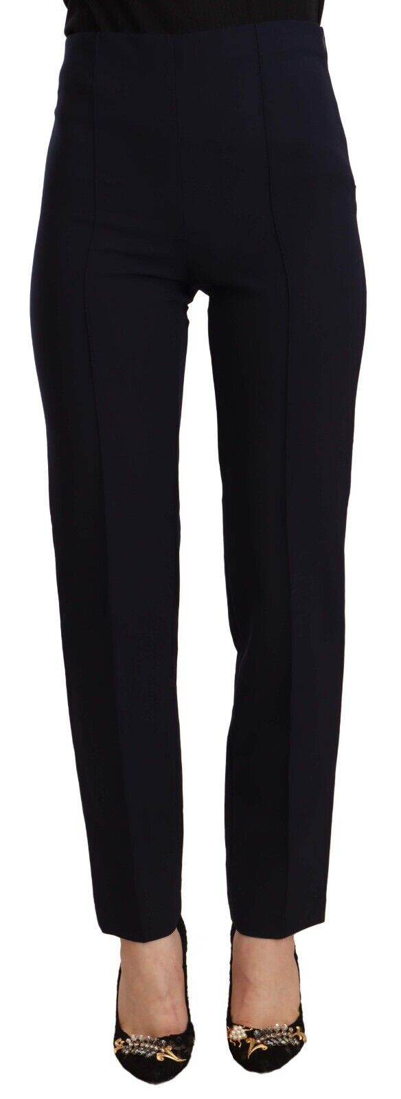 AGLINI Black High Waist Straight Pants