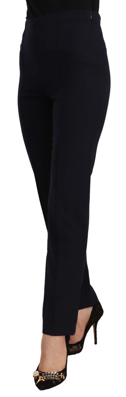 AGLINI Black High Waist Straight Pants