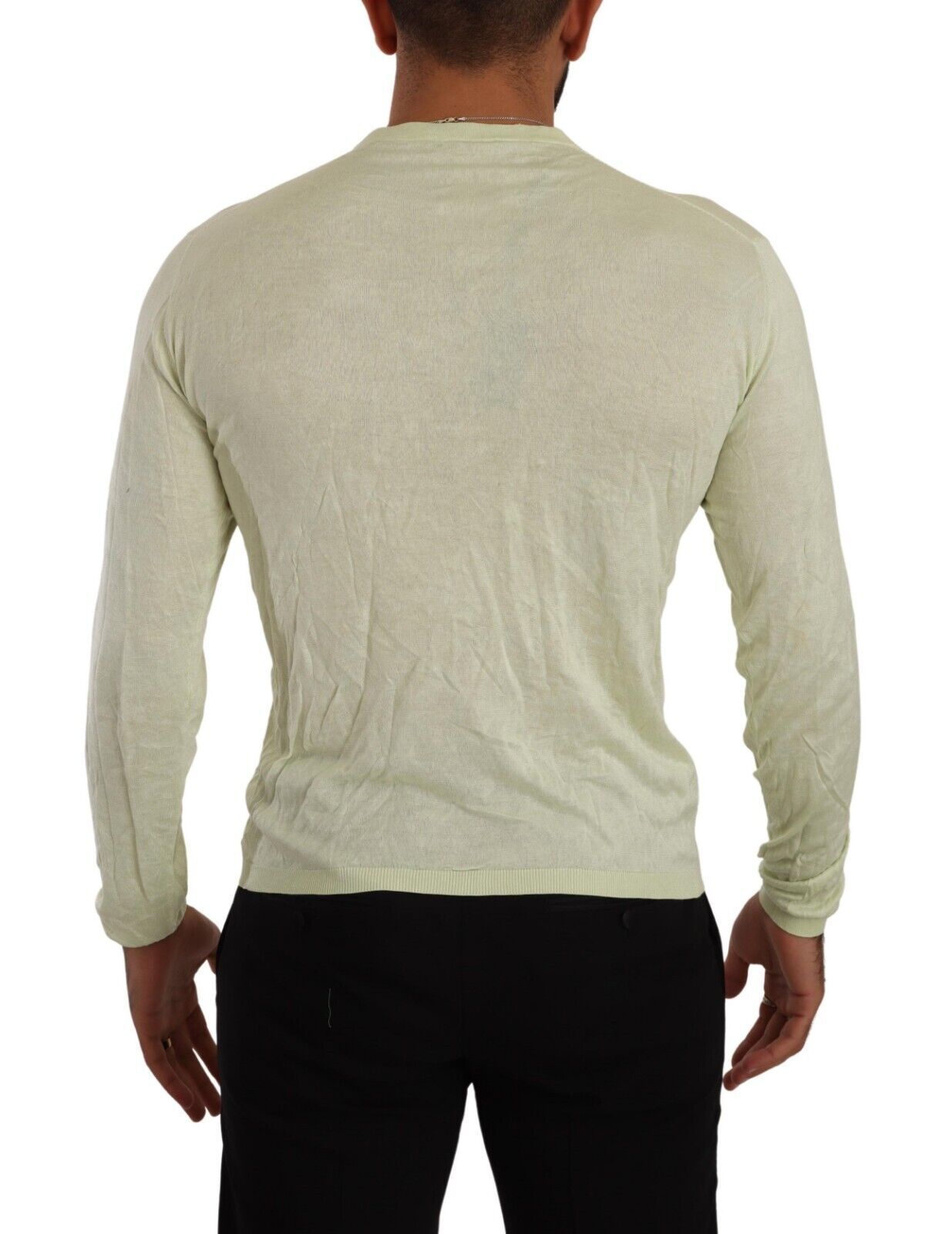 Domenico Tagliente Yellow V-neck Long Sleeves Pullover Sweater