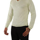 Domenico Tagliente Yellow V-neck Long Sleeves Pullover Sweater