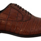 Dolce & Gabbana Brown Crocodile Leather Mens Formal Derby Shoes