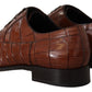 Dolce & Gabbana Brown Crocodile Leather Mens Formal Derby Shoes