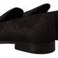 Dolce & Gabbana Black Floral Brocade Slippers Loafers Shoes