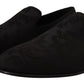 Dolce & Gabbana Black Jacquard Slippers Flats Loafers Shoes