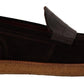 Dolce & Gabbana Elegant Suede Crocodile Loafers in Brown