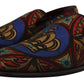 Dolce & Gabbana Multicolor Jacquard Crown Slippers Loafers Shoes