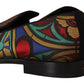 Dolce & Gabbana Multicolor Jacquard Crown Slippers Loafers Shoes