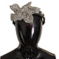 Dolce & Gabbana Black Crystal Beaded Sequined Large Flower Diadem Headband