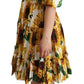 Dolce & Gabbana Elegant Yellow Sunflower Open Shoulder Dress