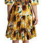 Dolce & Gabbana Elegant Yellow Sunflower Open Shoulder Dress