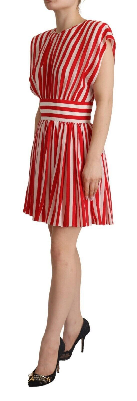 Dolce & Gabbana Red White Stripes Silk Mini A-line Dress