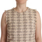 Dolce & Gabbana Chic Beige Checkered Sleeveless Dress