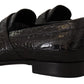 Dolce & Gabbana Black Crocodile Leather Slip On Moccasin Shoes