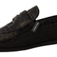 Dolce & Gabbana Black Crocodile Leather Slip On Moccasin Shoes