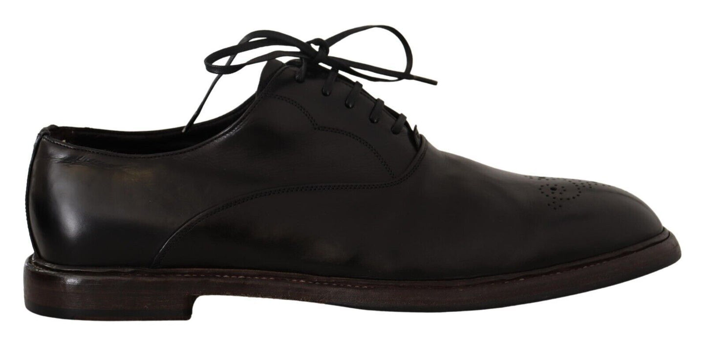 Dolce & Gabbana Black Leather Mens Lace Up Derby Shoes