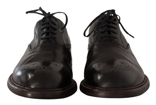 Dolce & Gabbana Black Leather Mens Lace Up Derby Shoes