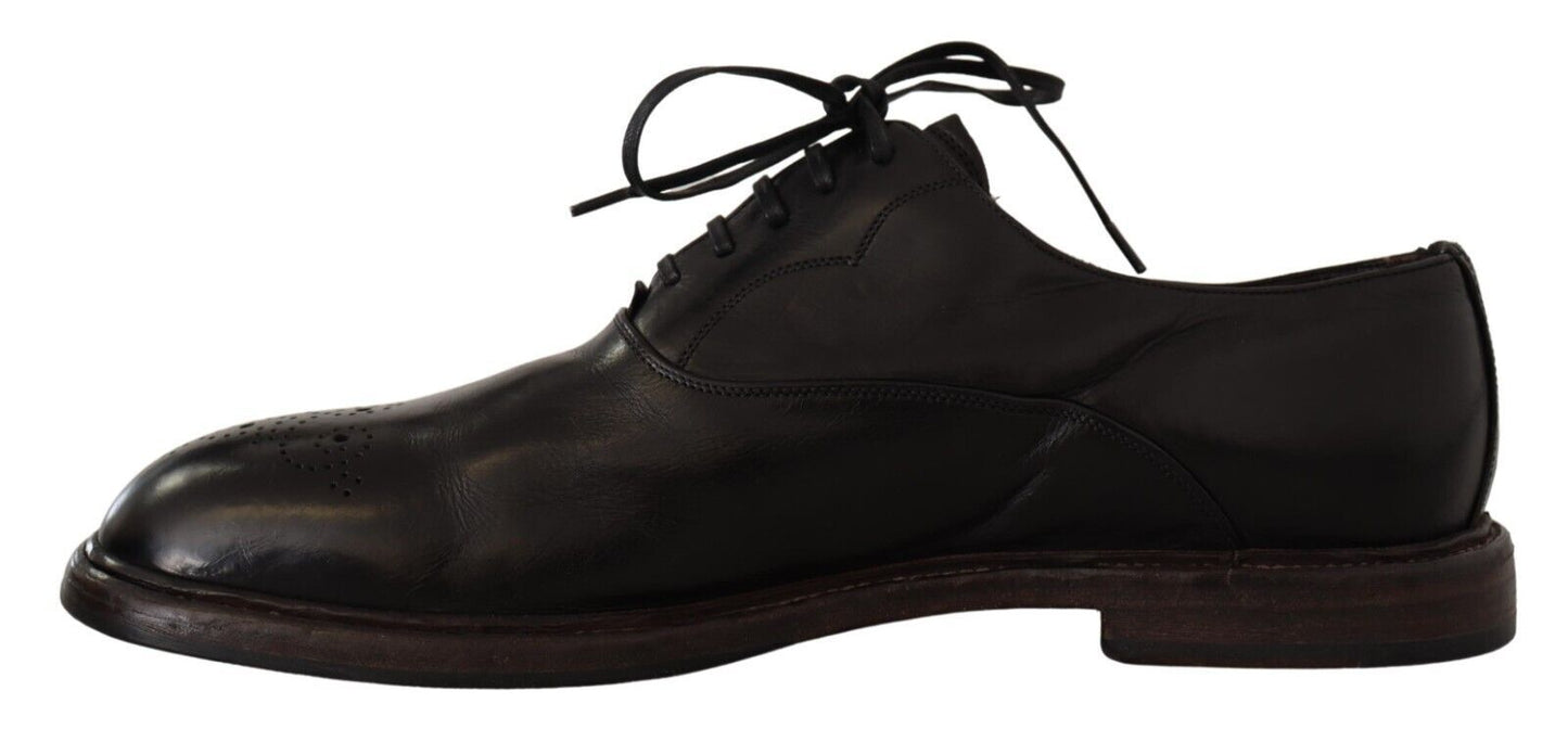 Dolce & Gabbana Black Leather Mens Lace Up Derby Shoes