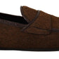 Dolce & Gabbana Brown Exotic Leather Mens Slip On Loafers Shoes