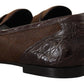 Dolce & Gabbana Brown Exotic Leather Mens Slip On Loafers Shoes