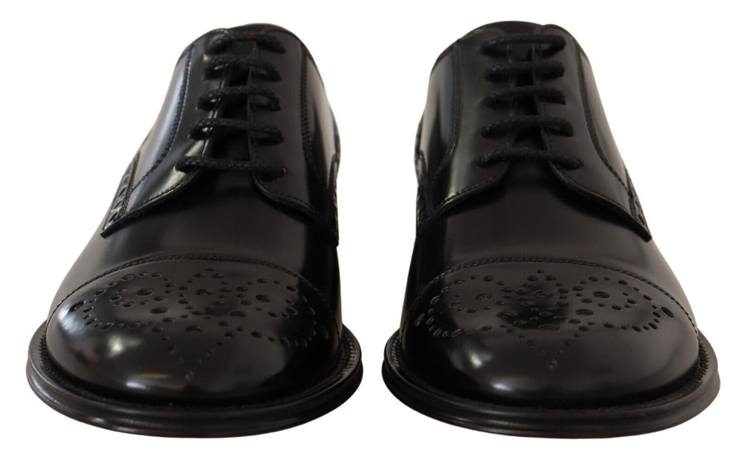 Dolce & Gabbana Black Leather Wingtip Mens Formal Derby Shoes