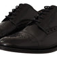 Dolce & Gabbana Black Leather Wingtip Mens Formal Derby Shoes