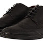 Dolce & Gabbana Black Leather Oxford Wingtip Formal Derby Shoes