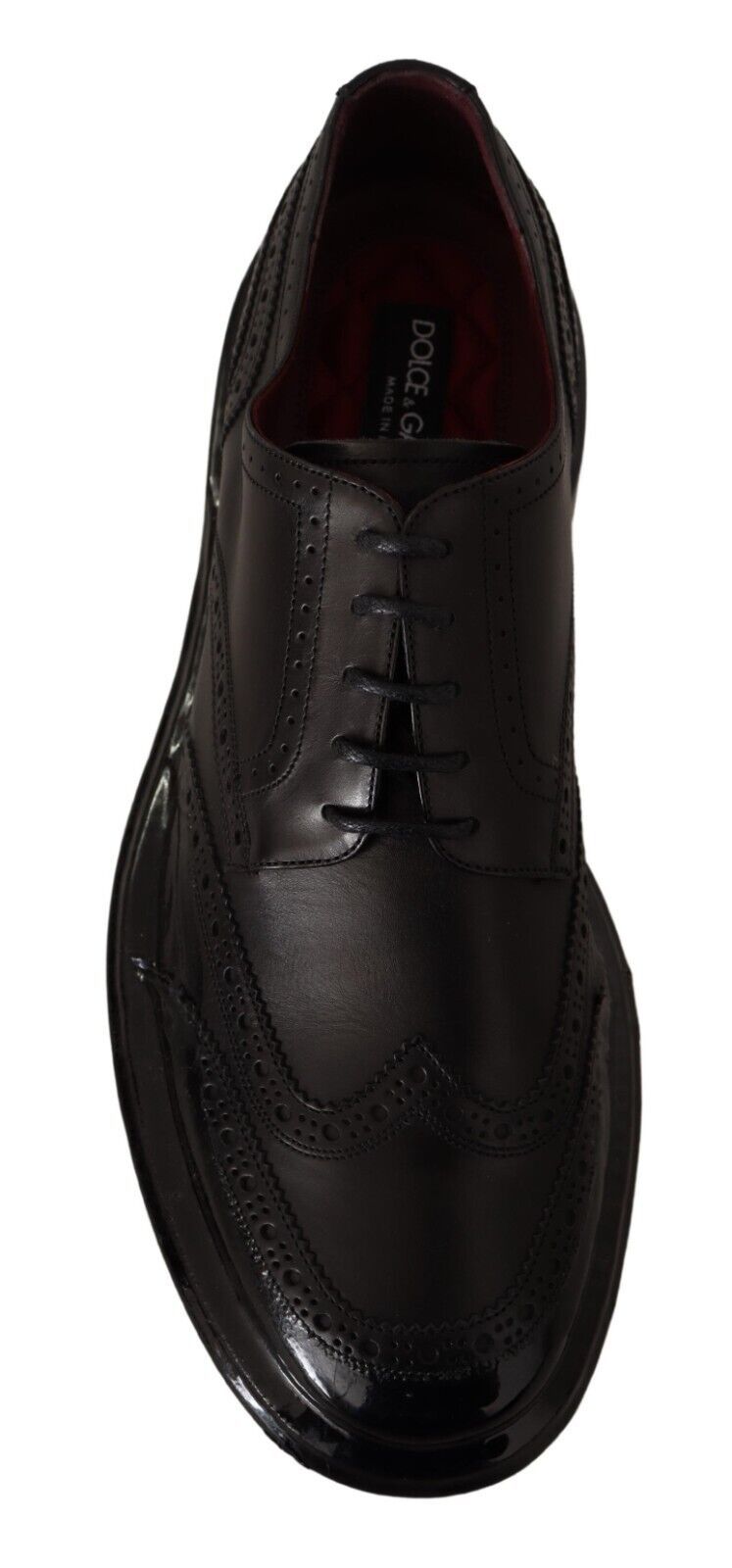 Dolce & Gabbana Black Leather Oxford Wingtip Formal Derby Shoes