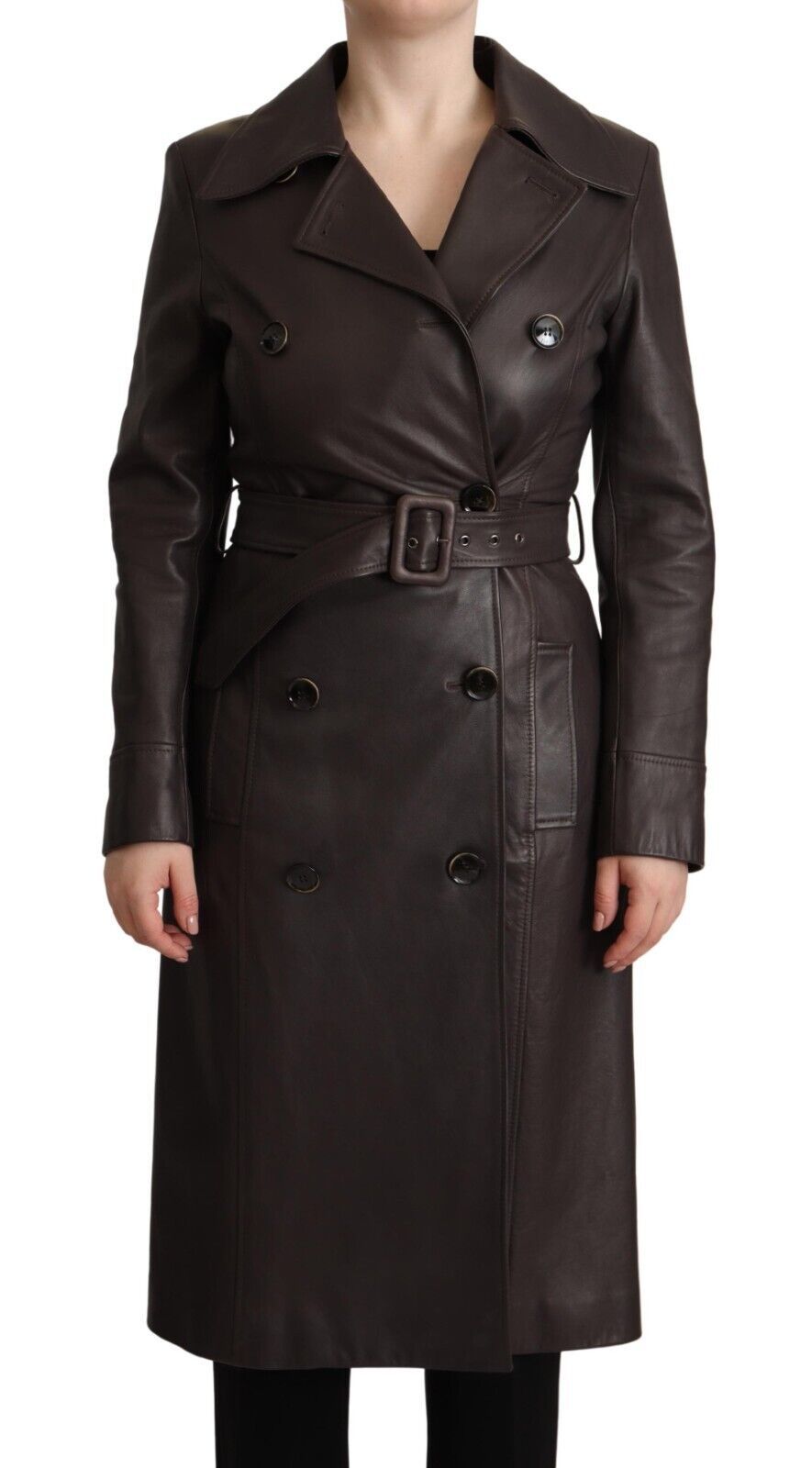 Dolce & Gabbana Dark Brown Leather Belted Jacket