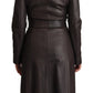 Dolce & Gabbana Dark Brown Leather Belted Jacket