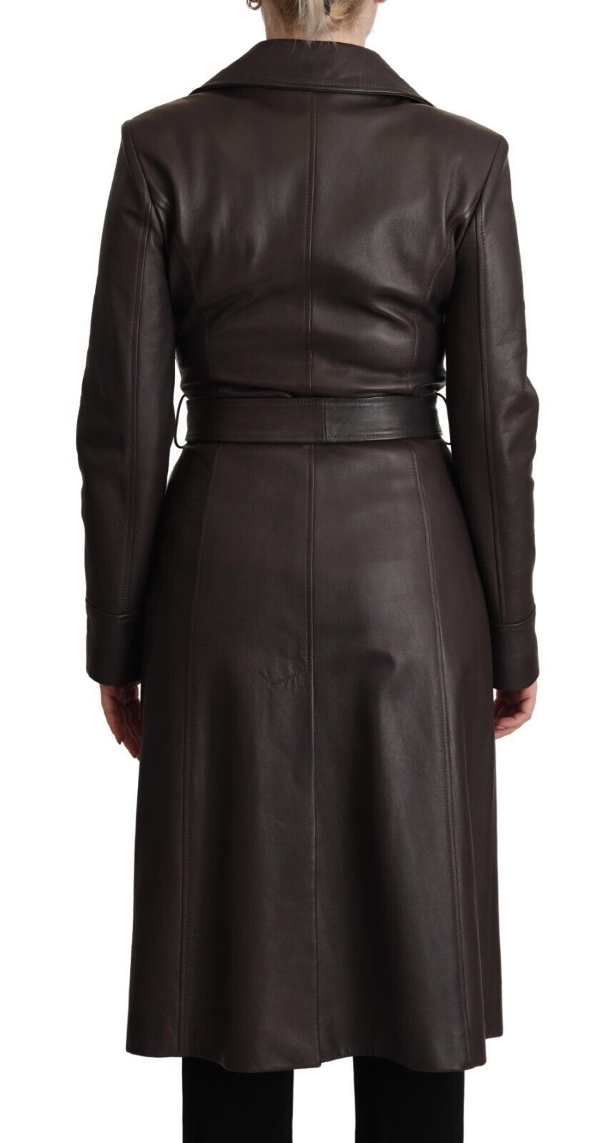 Dolce & Gabbana Dark Brown Leather Belted Jacket