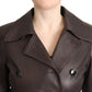 Dolce & Gabbana Dark Brown Leather Belted Jacket