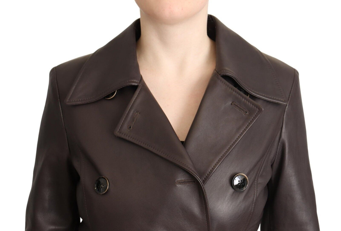 Dolce & Gabbana Dark Brown Leather Belted Jacket